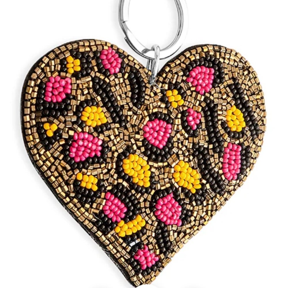 Myra "Love Prairie" Glass Bead Bag Charm Key Fob - Picture 2 of 6